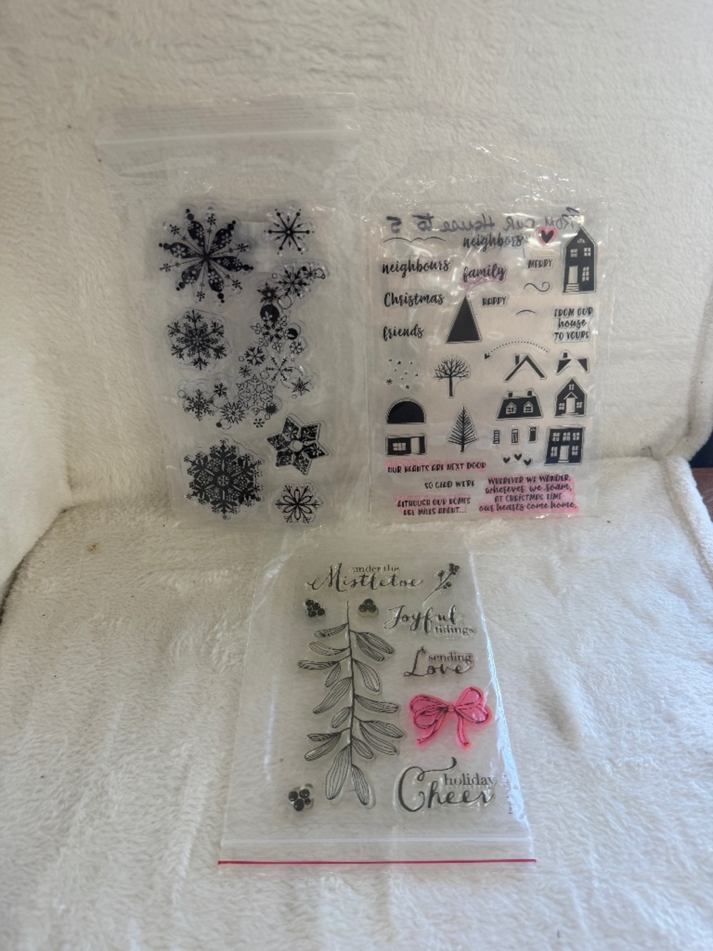 Stampin Up Clear Mount Stamp Sets Lot of 3 Christmas Theme Card Making